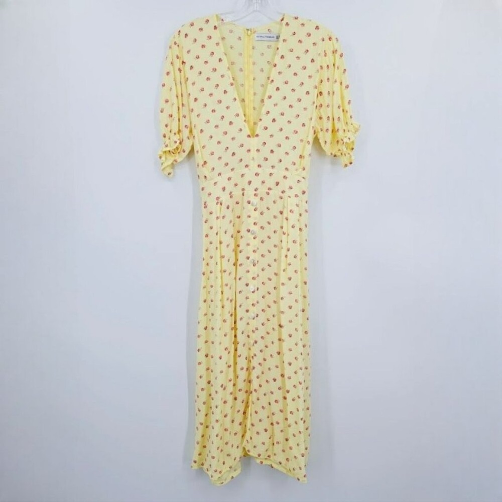 Faithfull The Brand Farah Dress 8 Midi Santa Maria Floral Yellow Pink Ditsy Core